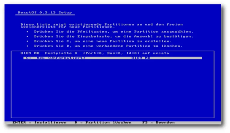 ReactOS Installation